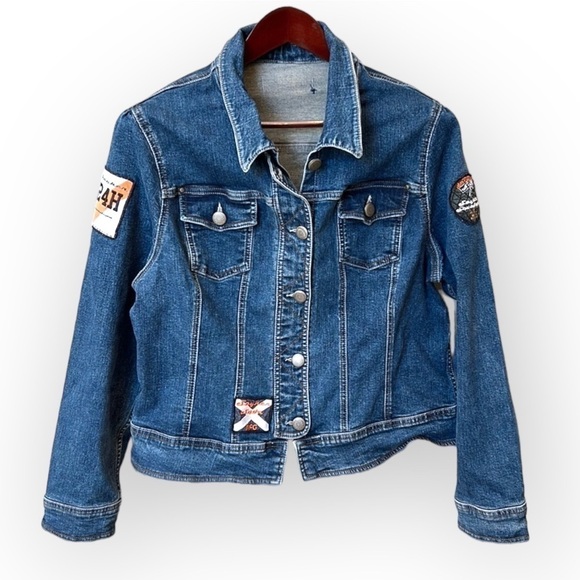 miss etam Jackets & Blazers - OOAK Miss Etam Reworked vintage denim jacket, y2k, sz L/XL, stretchy